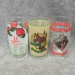 Vintage Kentucky Derby Commemorative Glass 112 - 113 - 129 Horse Racing Glasses
